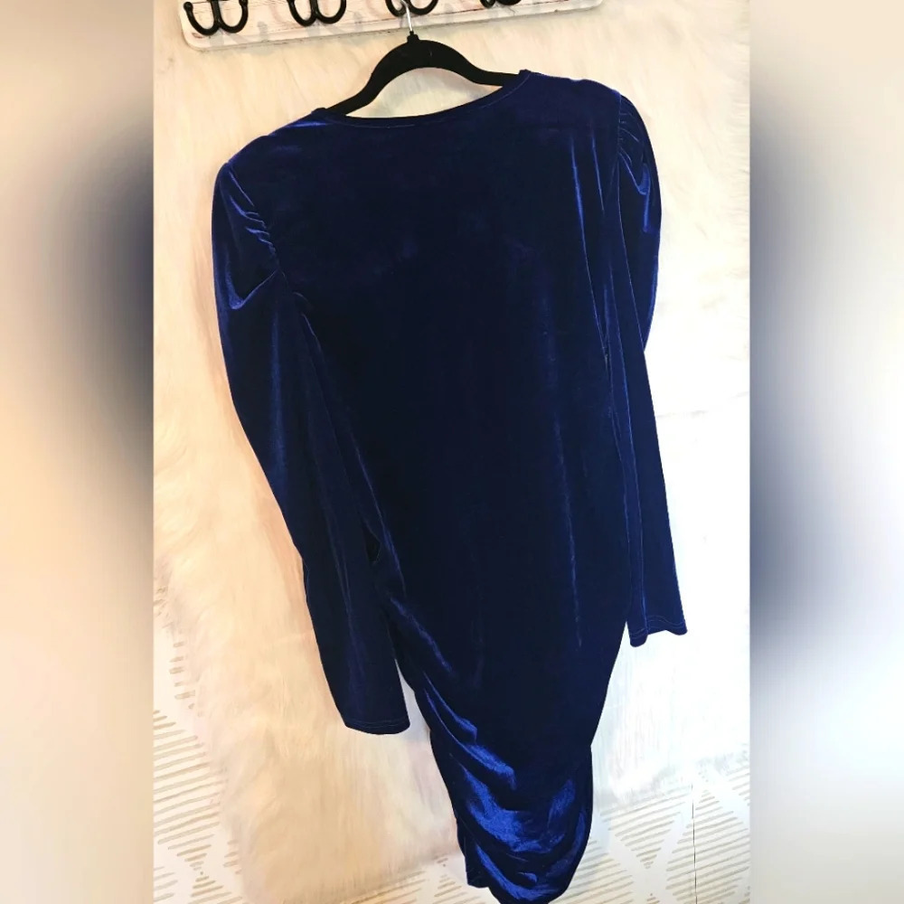 Shein Frenchy Curve Sapphire Ruched Holiday Dress - Picture 4 of 6